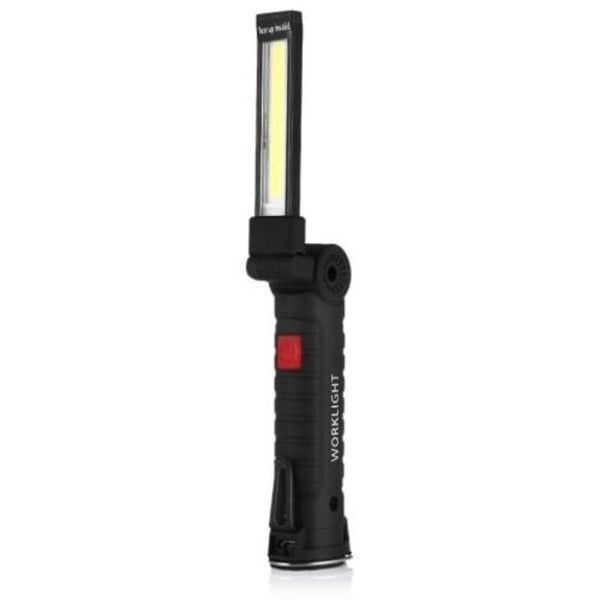 Cob Folding Emergency Light Black With Clip Flashlights