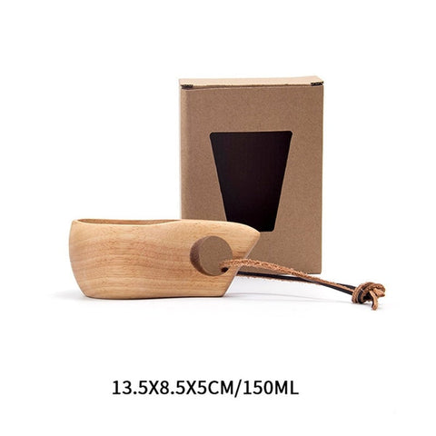 Wooden Tea Cup With Hand Grip Milk Coffee Wine Beer Cups For Home Bar Kitchen