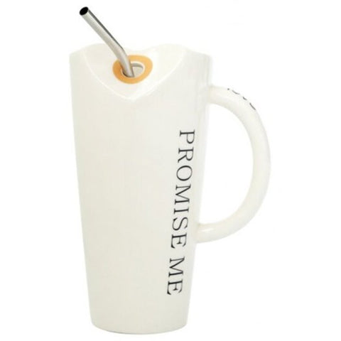 Coffee Mug With Straws Cup 500Ml White