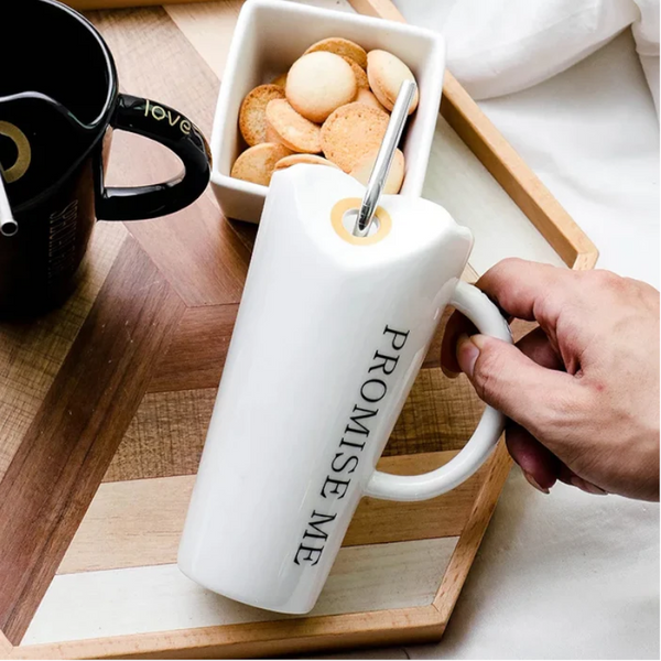 Coffee Mug With Straws Cup 500Ml White Mugs