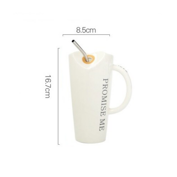 Coffee Mug With Straws Cup 500Ml White Mugs
