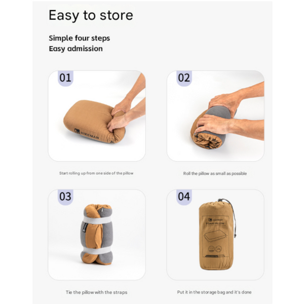 Coffee Reversible Memory Foam Travel Pillow All Season Comfort Neck Support For Deep Sleep & Portability Pillows