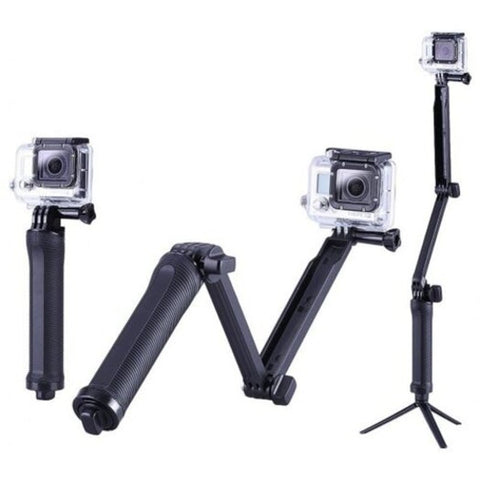 Collapsible Three Way Monopod Selfie Stick Mount Camera Grip Extension Arm Tripod Stand For Gopro Hero 6 / 5 4 3 Sj5000 Black Selfie Sticks