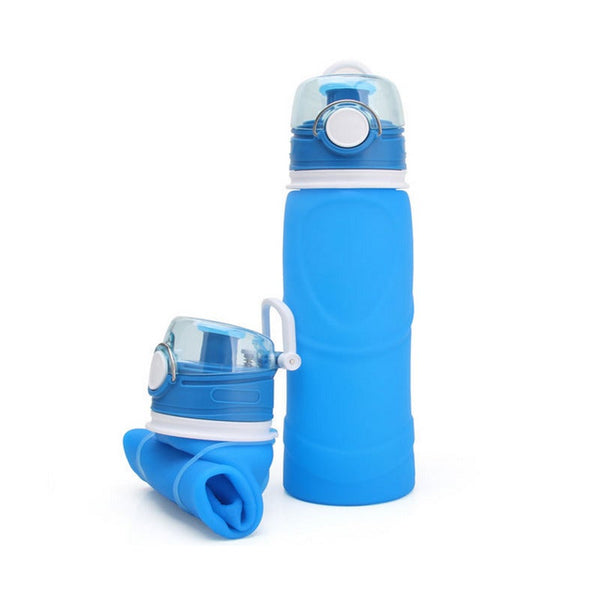 Collapsible Water Bottle Silicone Foldable With Leak Proof Valve Bpa Free Blue Water Bottles
