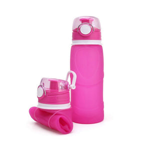 Collapsible Water Bottle Silicone Foldable With Leak Proof Valve Bpa Free Fuchsia