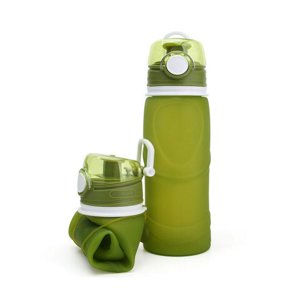 Collapsible Water Bottle Silicone Foldable With Leak Proof Valve Bpa Free Green Water Bottles