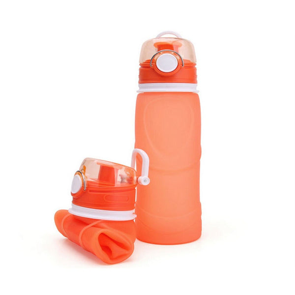 Collapsible Water Bottle Silicone Foldable With Leak Proof Valve Bpa Free Orange Water Bottles