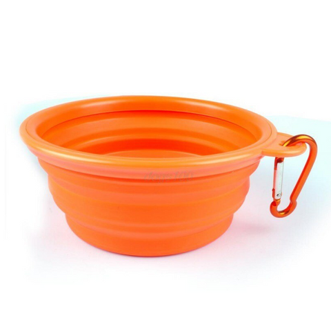 Collapsible Portable Pet Feeding Bowl Dog Cat Food Water Foldable Travel Orange