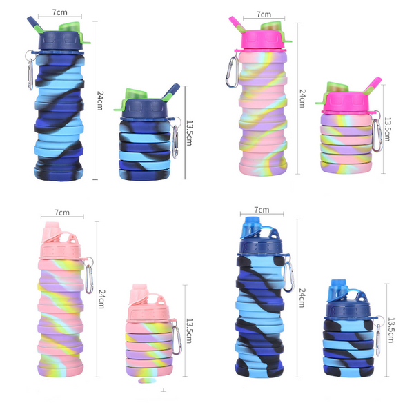 Collapsible Water Bottle Leakproof Fold Silicone Cute Bottles Kids Cup With Straw Water Bottles & Vacuum Flasks