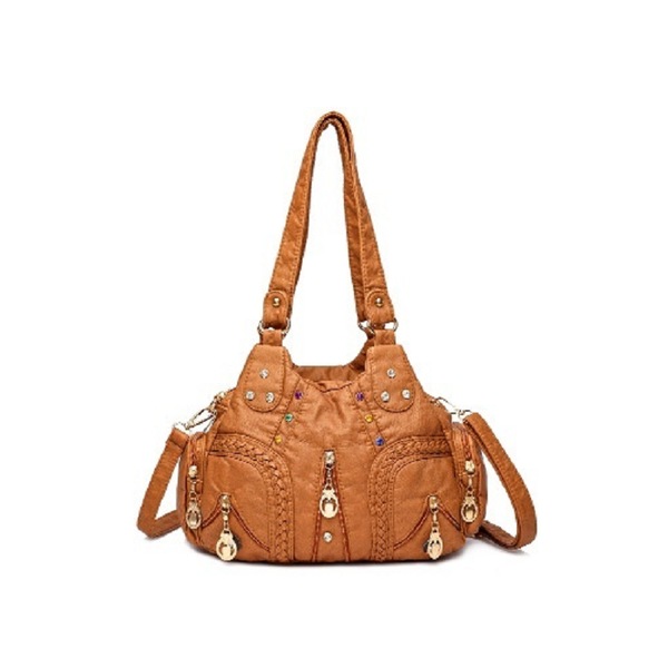 Colored Mosaic Large Capacity Multilayer Washed Leather Handbag Product Information Women's Bags & Handbags