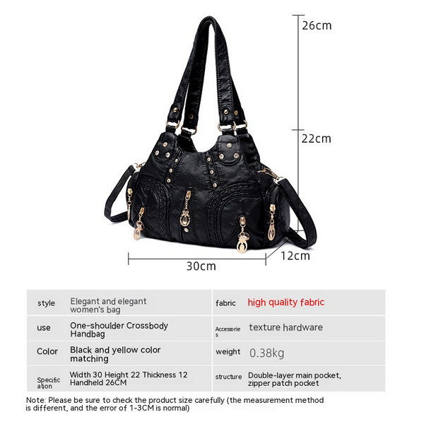 Colored Mosaic Large Capacity Multilayer Washed Leather Handbag Product Information Women's Bags & Handbags