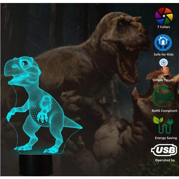 Lighting Colourful 3D Night Lights For Kids Dinosaur T Rex Illusion Lamp 7 Colours Changing Lamps