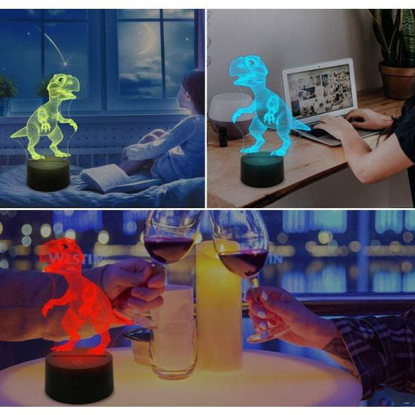 Lighting Colourful 3D Night Lights For Kids Dinosaur T Rex Illusion Lamp 7 Colours Changing Lamps