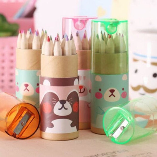 Colorful Drawing Pencils With Sharpener Green