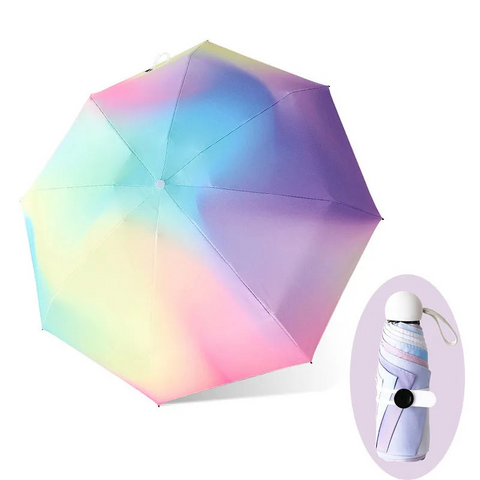 Colorful Gradient Mini Umbrella 8 Ribs Luxury Women Anti Uv Parasol 5 Folding Fashion Sunscreen Small Manual Umbrellas