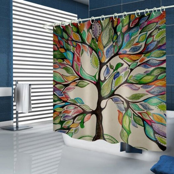 Colorful Tree Pattern Waterproof Shower Curtain Multi W71 X L71 Inch Shower Curtains