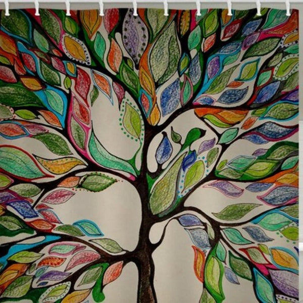 Colorful Tree Pattern Waterproof Shower Curtain Multi W71 X L71 Inch Shower Curtains