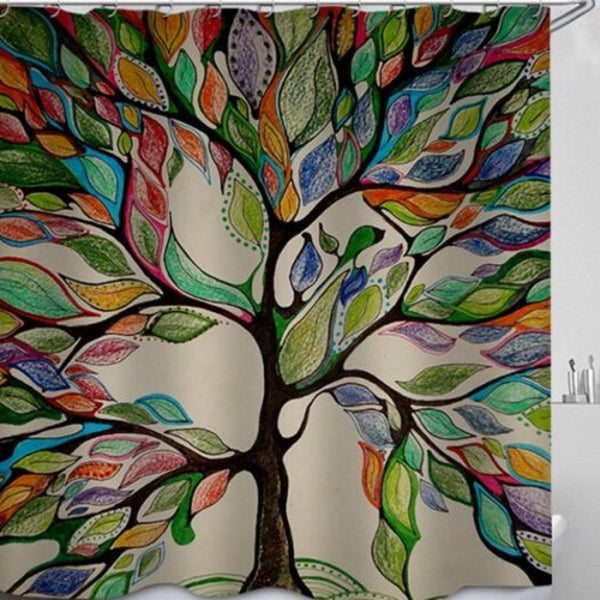 Colorful Tree Pattern Waterproof Shower Curtain Multi W71 X L71 Inch Shower Curtains