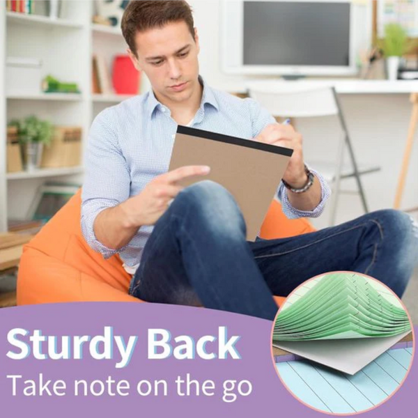 Coloured Notepads Set Of 3 Writing Pads 29.5 X 21.4 Cm With Micro Perforation And Sturdy Back Broad Lines 50 Sheets Ideal For School University Office