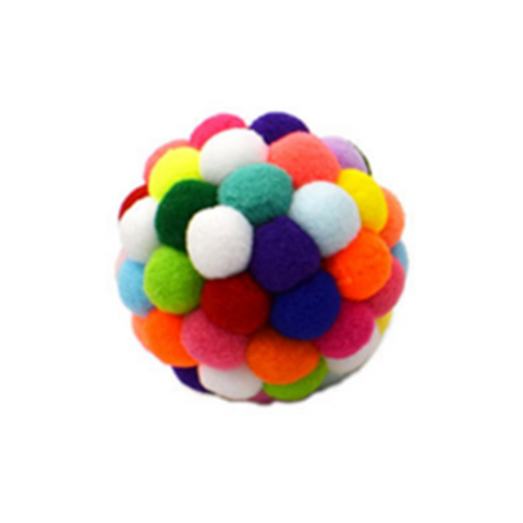 Colourful Plush Bell Bouncy Handmade Pet Ball Dog Cat Toy