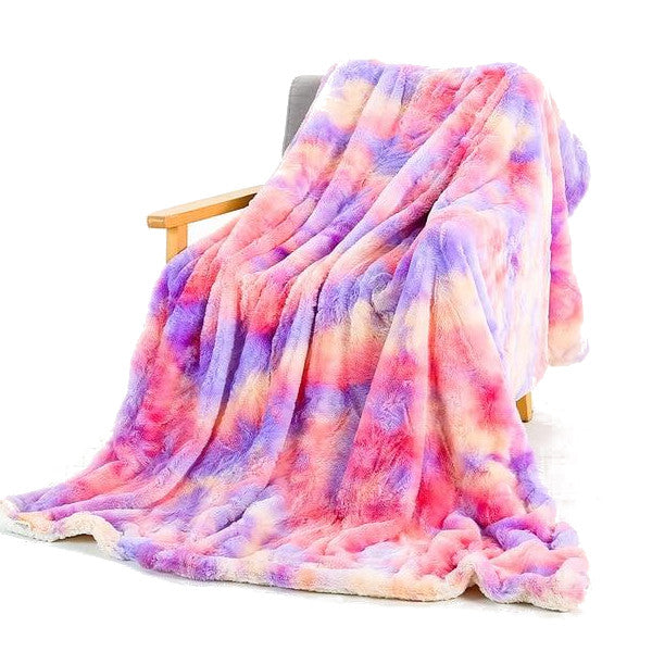Colourful Super Soft Faux Fur Plush Blanket Winter Warmers