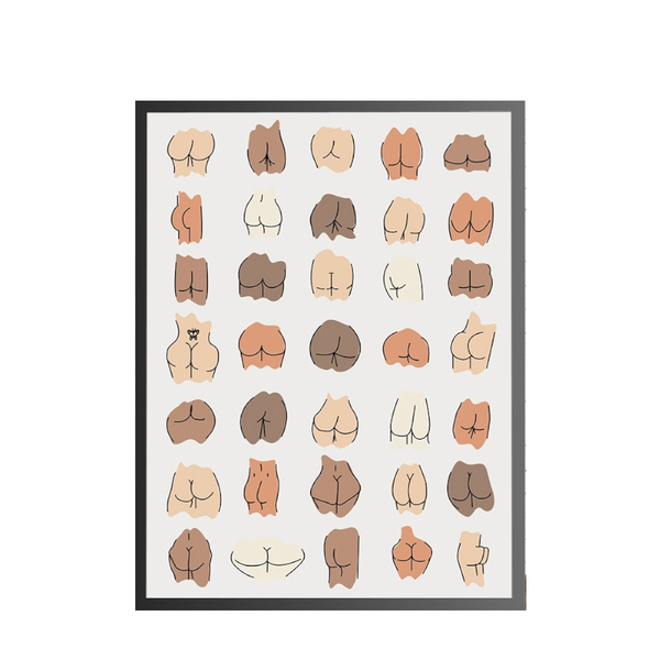 Butts Collage Canvas Wall Art Painting Funny Bathroom Modern Prints Minimalist Posters & Prints