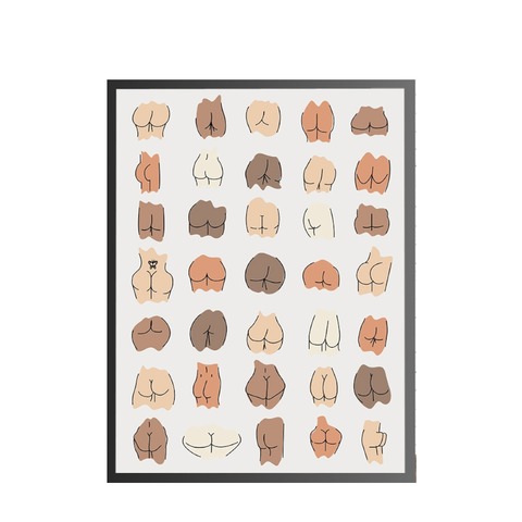 Butts Collage Canvas Wall Art Painting Funny Bathroom Modern Prints Minimalist Posters & Prints