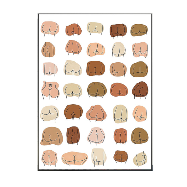 Butts Collage Canvas Wall Art Painting Funny Bathroom Modern Prints Minimalist Posters & Prints