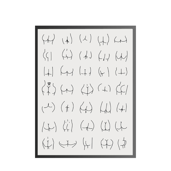 Butts Collage Canvas Wall Art Painting Funny Bathroom Modern Prints Minimalist Posters & Prints
