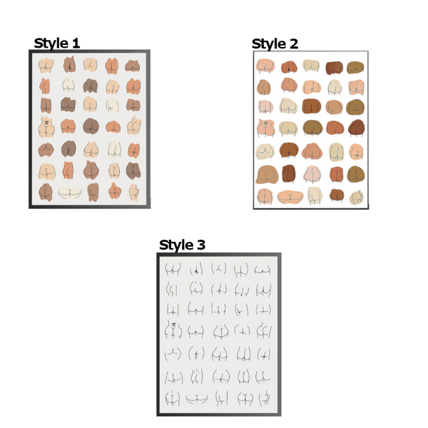 Butts Collage Canvas Wall Art Painting Funny Bathroom Modern Prints Minimalist Posters & Prints