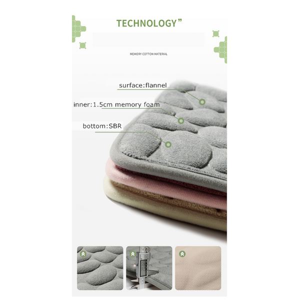 Comfortable Stone Design Rebound Memory Foam Bath Mat Bath Mats Rugs & Toilet Covers