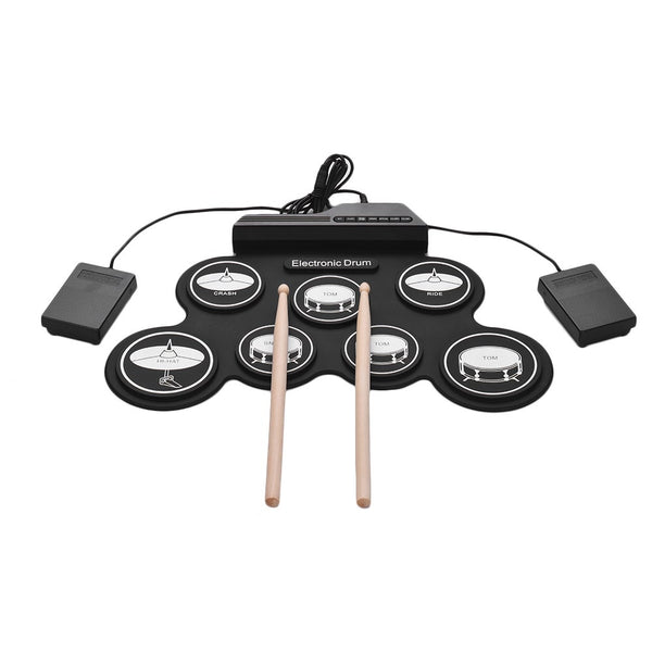 Compact Size Usb Roll Up Silicon Drum Set Digital Electronic Kit With Drumsticks Foot Pedals 7 Padsfor Beginners Electronic Drum Kits
