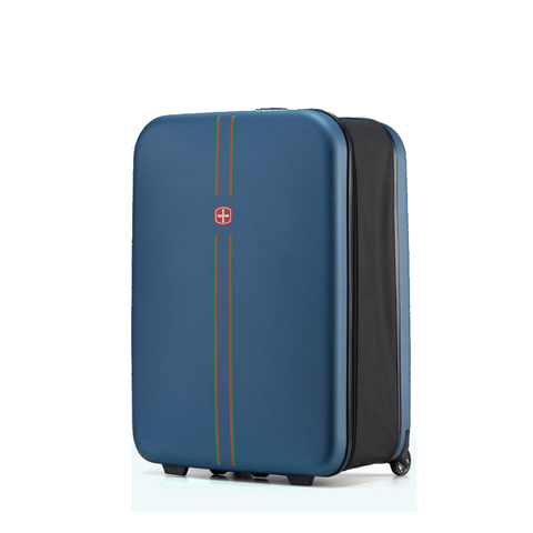 Compact Expandable Foldable Luggage Reinforced Alloy Handle & Silent Wheels(Dark Blue) Suitcases