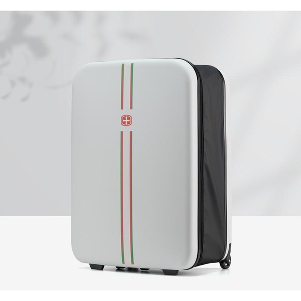 Compact Expandable Foldable Luggage Reinforced Alloy Handle & Silent Wheels(White) Suitcases