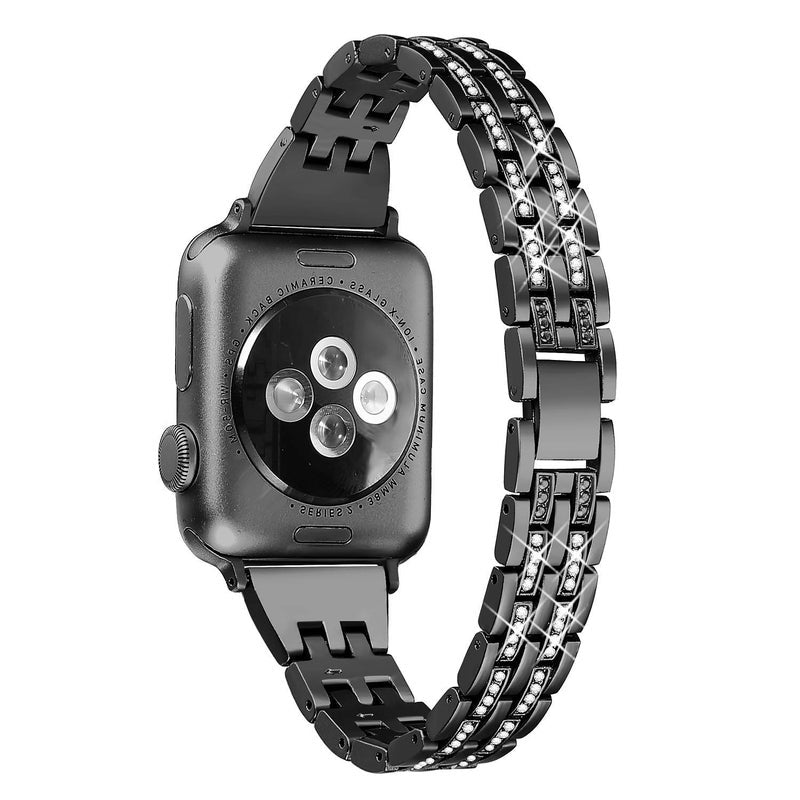38Mm Apple Iwatch4 Stainless Steel Two Rows Of Diamond Strap Replacement Watch Bands