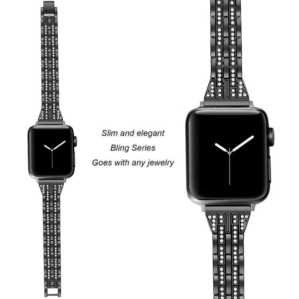 38Mm Apple Iwatch4 Stainless Steel Two Rows Of Diamond Strap Replacement Watch Bands