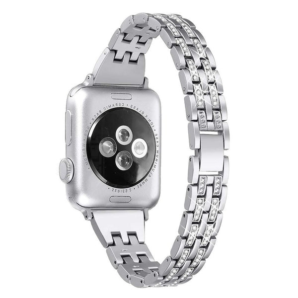 38Mm Apple Iwatch4 Stainless Steel Two Rows Of Diamond Strap Replacement Watch Bands