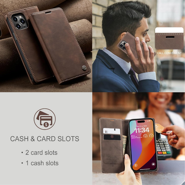 Compatible With Apple Iphone 13 Leather Flip Case Coffee Brown Cases Covers & Skins
