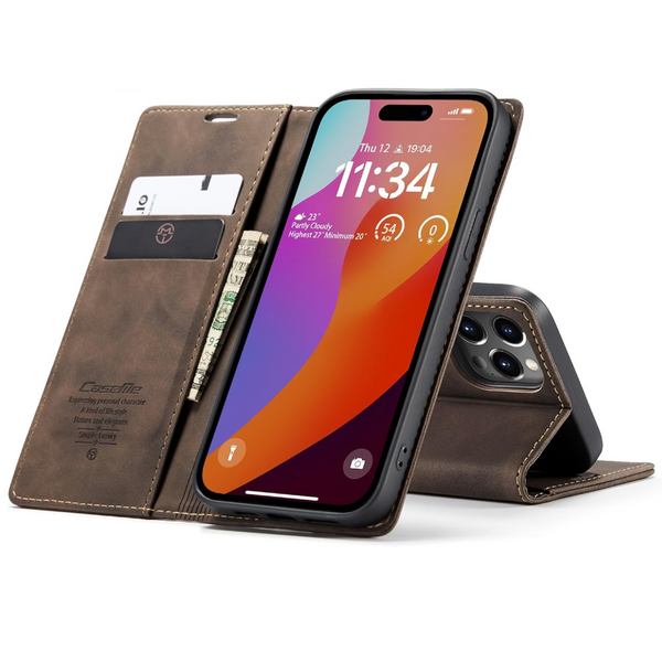 Compatible With Apple Iphone 13 Leather Flip Case Coffee Brown Cases Covers & Skins