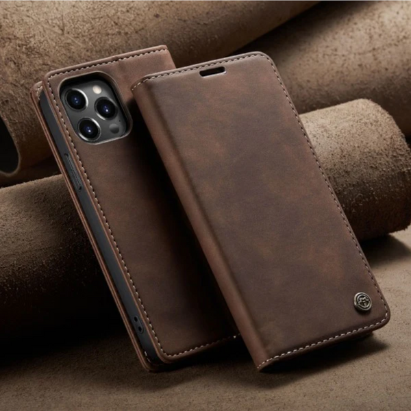 Compatible With Apple Iphone 13 Leather Flip Case Coffee Brown Cases Covers & Skins