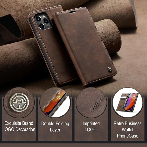 Compatible With Apple Iphone 13 Leather Flip Case Coffee Brown Cases Covers & Skins