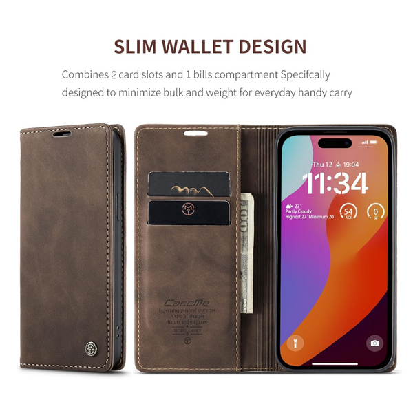 Compatible With Apple Iphone 13 Leather Flip Case Coffee Brown Cases Covers & Skins