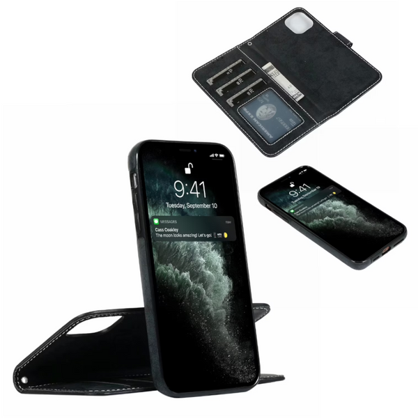 Compatible With Apple Iphone 16 Wallet Case Magnetic Black Cases Covers & Skins