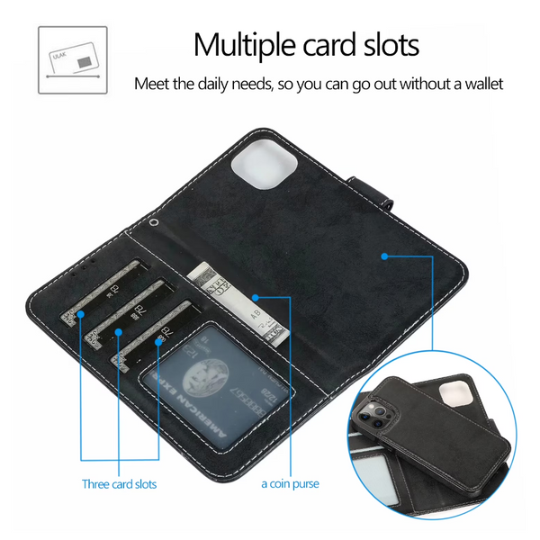 Compatible With Apple Iphone 16 Wallet Case Magnetic Black Cases Covers & Skins