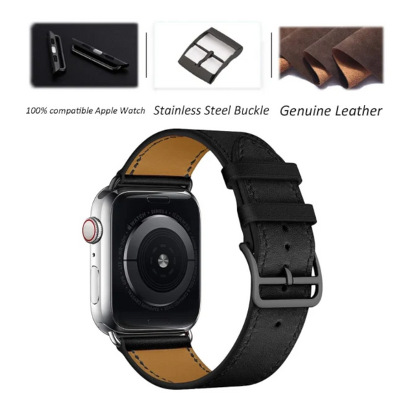 Compatible With Apple Watch Strap 38Mm 40Mm 41Mm Leather Black Brown Watch Bands