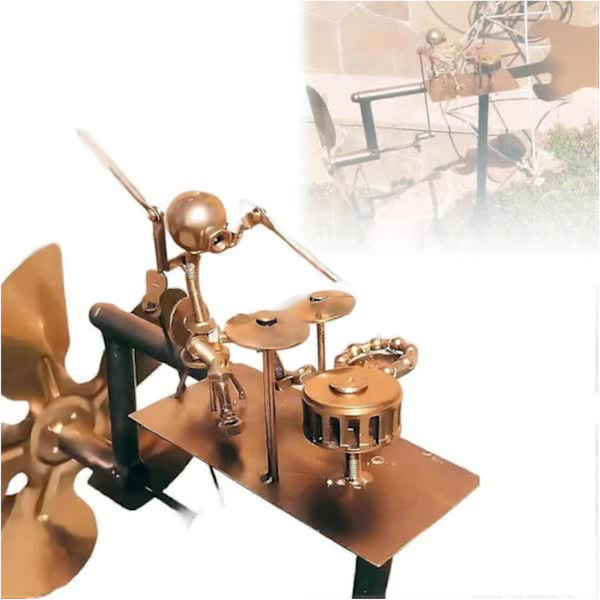 Compatible With Yard Lawn Drummer Weather Vane Handmade Metal Garden Decoration Statue Rock Art Wind Spinner Weather Vanes