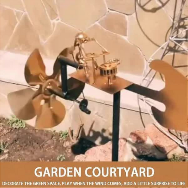 Compatible With Yard Lawn Drummer Weather Vane Handmade Metal Garden Decoration Statue Rock Art Wind Spinner Weather Vanes