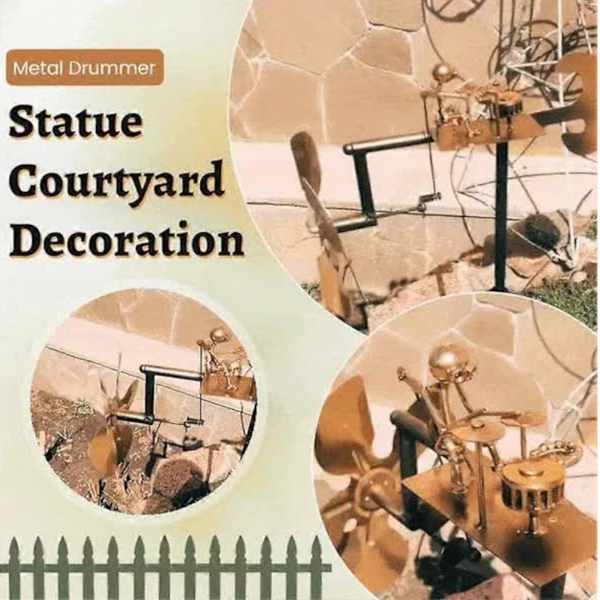 Compatible With Yard Lawn Drummer Weather Vane Handmade Metal Garden Decoration Statue Rock Art Wind Spinner Weather Vanes