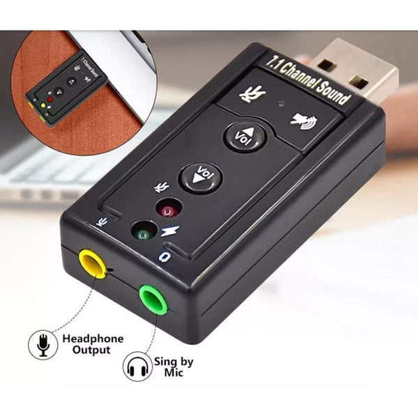 7.1 External Usb Sound Card To Jack 3.5Mm Headphone Audio Adapter Microphone Sound Cards (External)