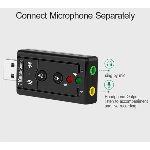 7.1 External Usb Sound Card To Jack 3.5Mm Headphone Audio Adapter Microphone Sound Cards (External)